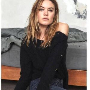 Sezane Black Crew Neck Sweater